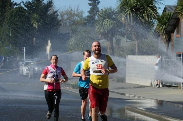 Runners happy to be reach the finishing area in Methven.